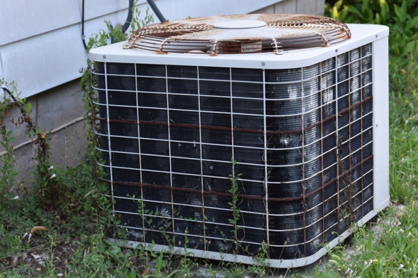 rusty air conditioner condenser depicting coil corrosion